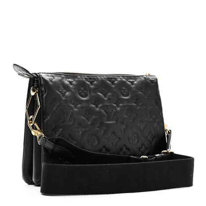 Louis Vuitton Lambskin Embossed Monogram Coussin PM Black 3 of 11