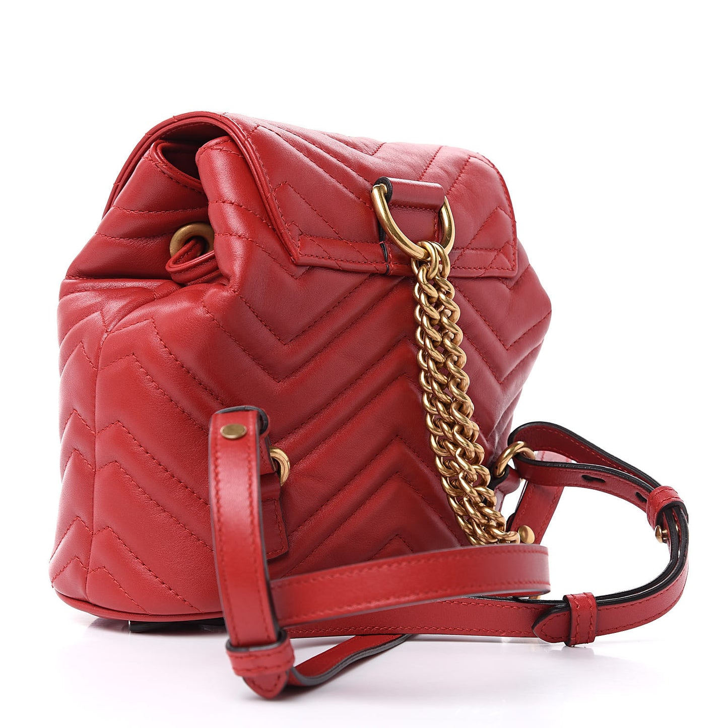 Calfskin Matelasse GG Marmont Flap Backpack Hibiscus Red