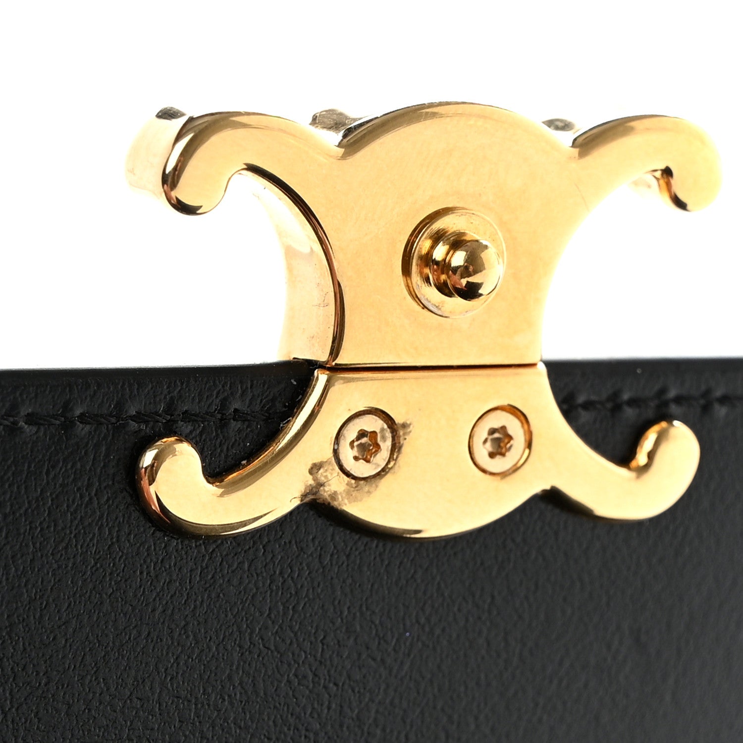 Celine Calfskin Compact Triomphe Wallet With Coin Purse Black 12 of 13