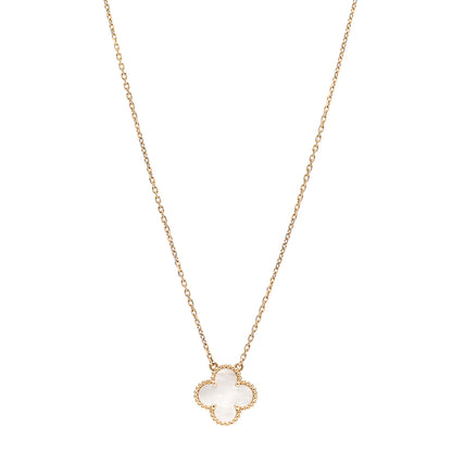 Van Cleef & Arpels 18K Yellow Gold Mother of Pearl Vintage Alhambra Pendant Necklace 1 of 6