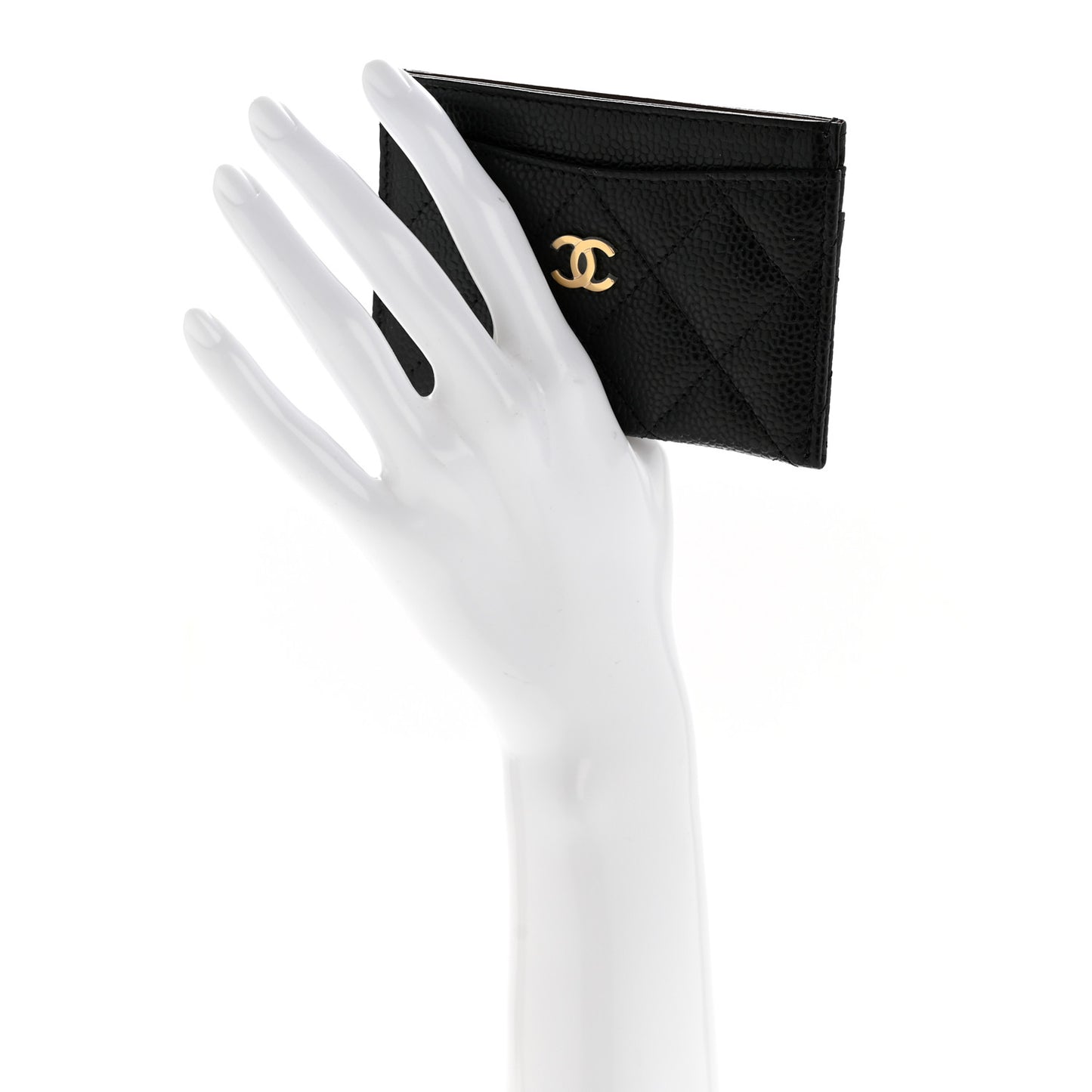 Caviar Quilted Card Holder Black