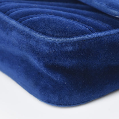 Gucci Velvet Matelasse Mini GG Marmont Shoulder Bag Cobalt Blue 5 of 12