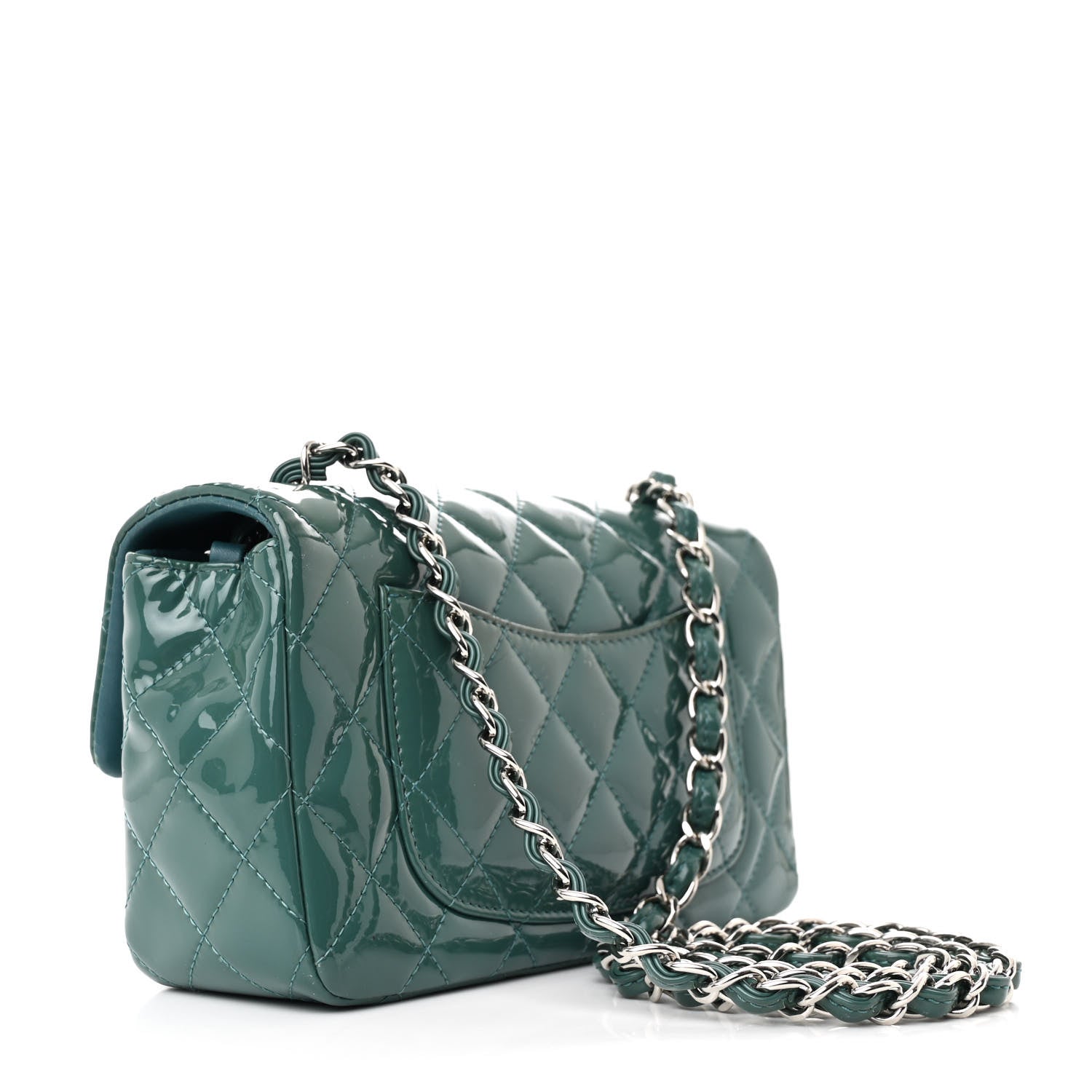 Chanel Patent Quilted Mini Rectangular Flap Turquoise 3 of 12