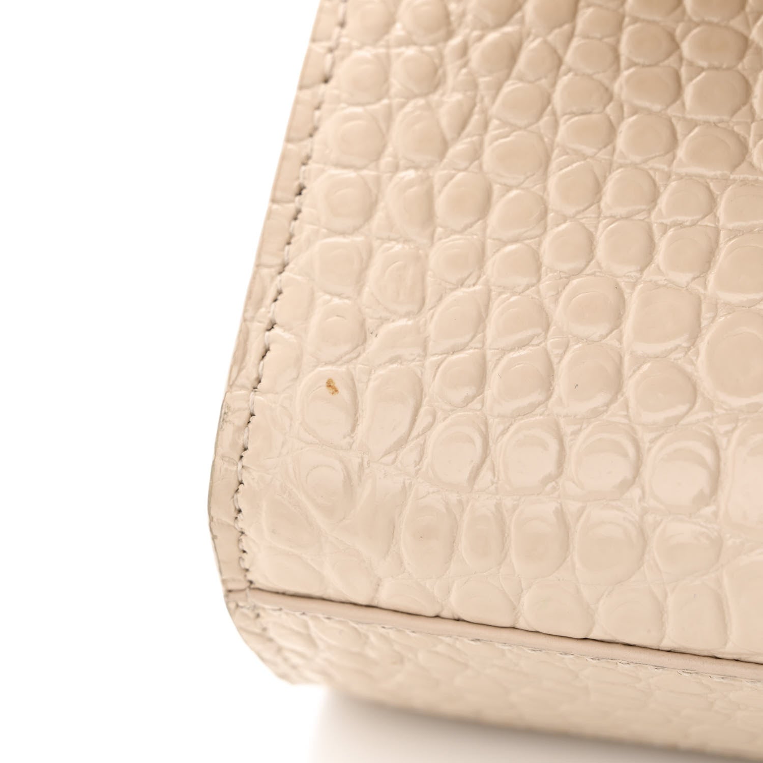 Saint Laurent Calfskin Crocodile Embossed Medium Classic Monogram Kate Tassel Satchel Nude Powder 12 of 12