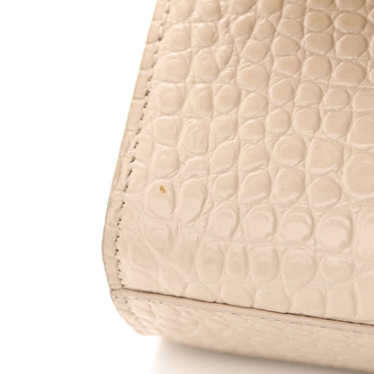 Saint Laurent Calfskin Crocodile Embossed Medium Classic Monogram Kate Tassel Satchel Nude Powder 12 of 12