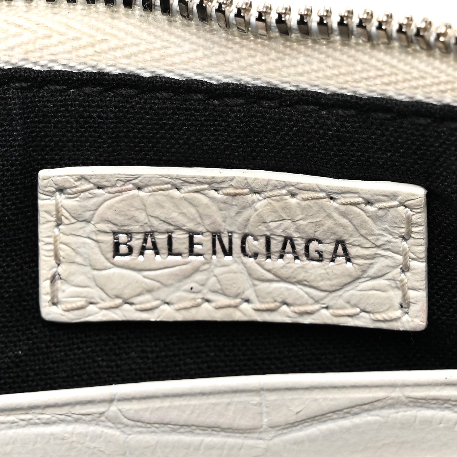 Balenciaga Extra Supple Calfskin Crocodile Embossed Le Cagole Mini Purse With Chain White 6 of 14