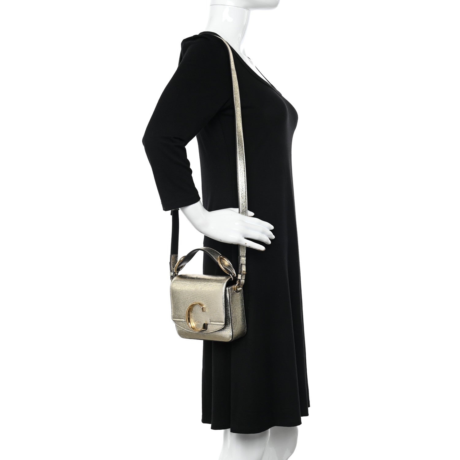 Chloe Metallic Calfskin Mini C Double Carry Gold 2 of 11