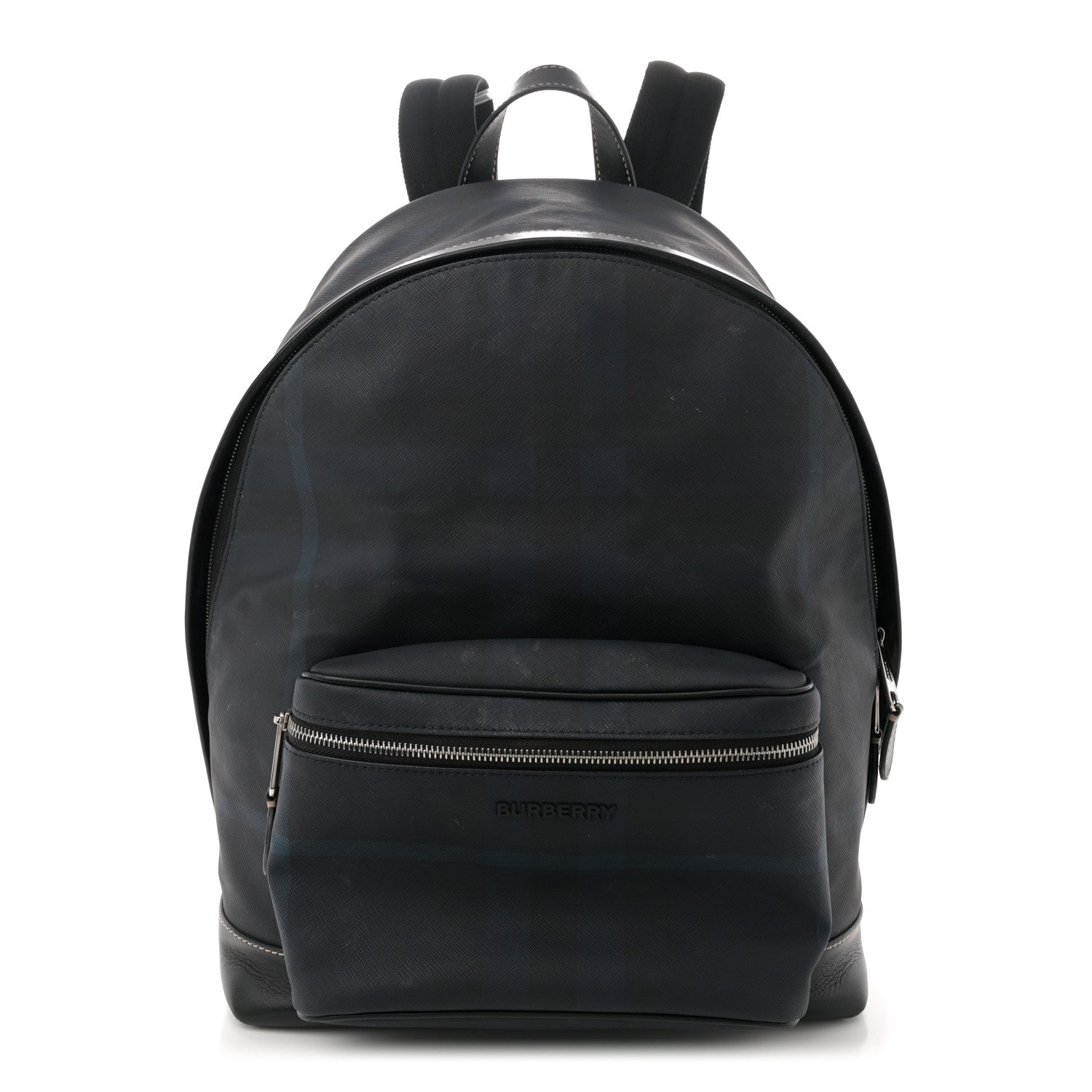 Burberry E-Canvas Check Jett Backpack Navy Blue 1 of 12