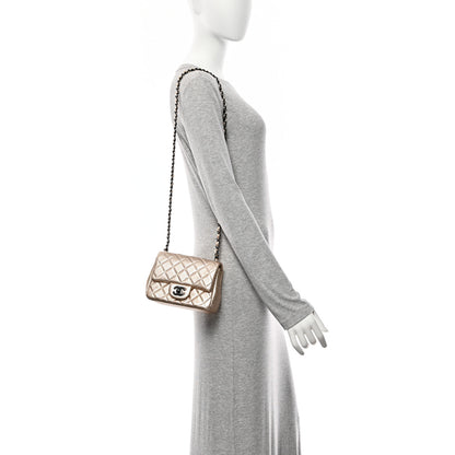 Chanel Metallic Lambskin Quilted Mini Square Flap Gold Black 2 of 10