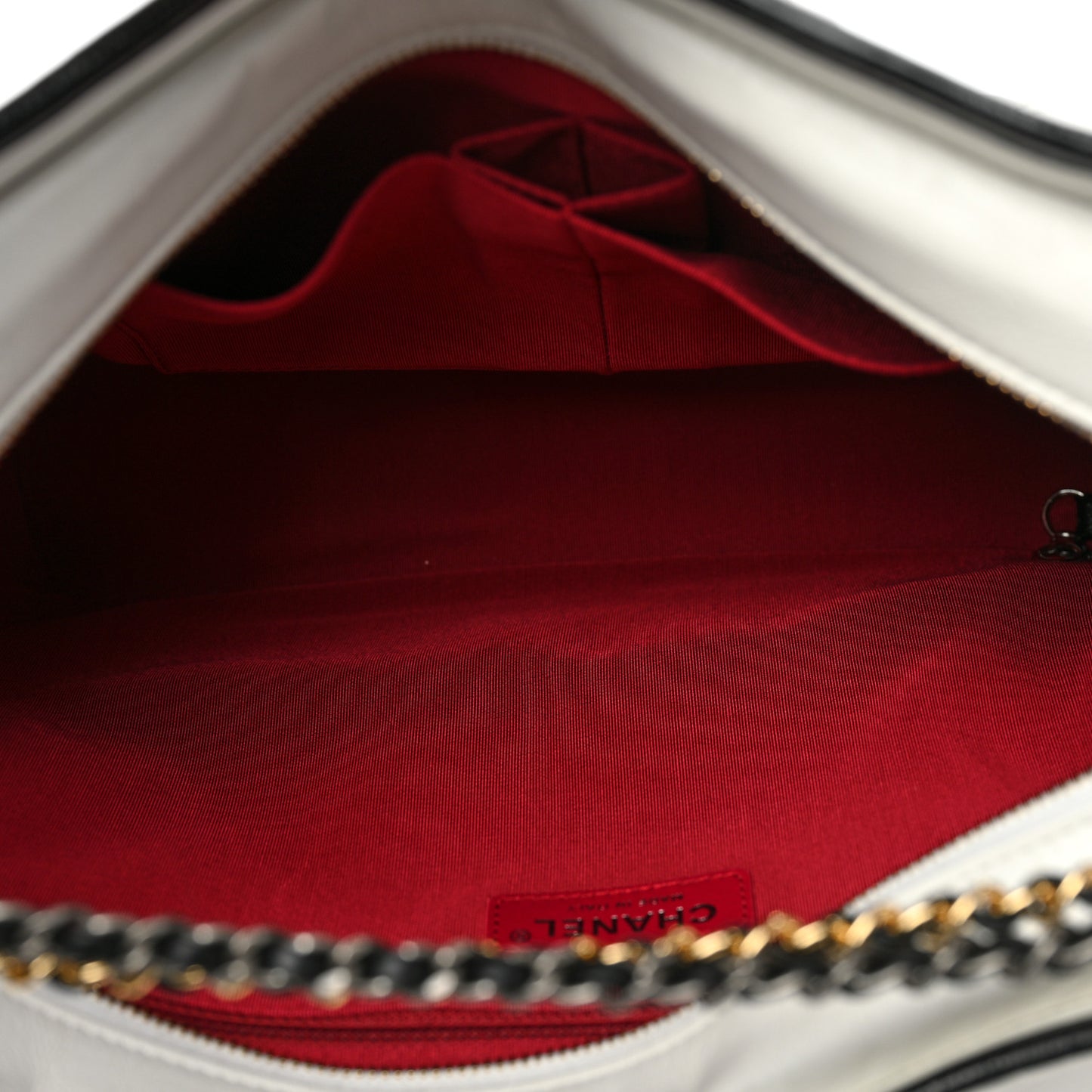 Aged Calfskin Quilted Large Gabrielle Hobo White Black