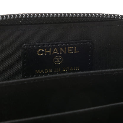 Chanel Caviar Quilted Boy Zip Around Coin Purse Wallet Black 6 of 8
