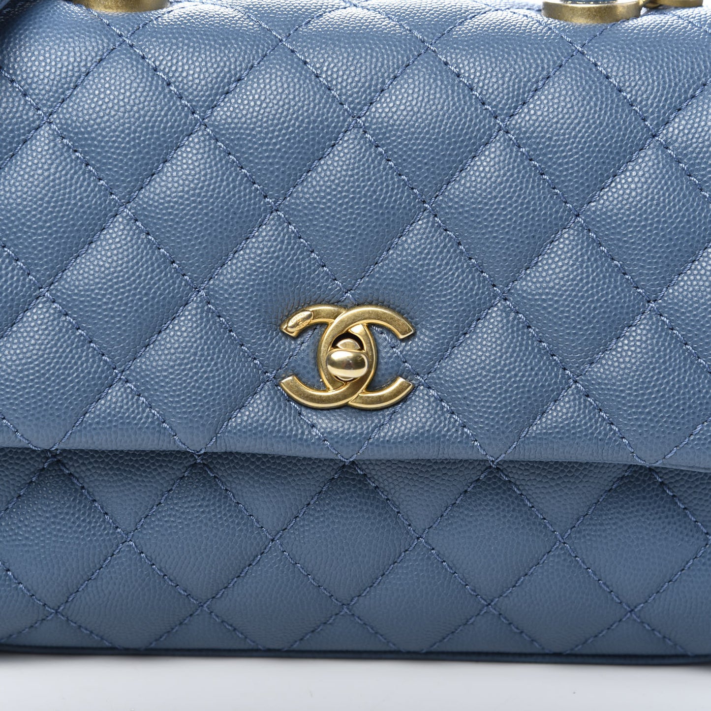 Caviar Quilted Mini Coco Handle Flap Blue