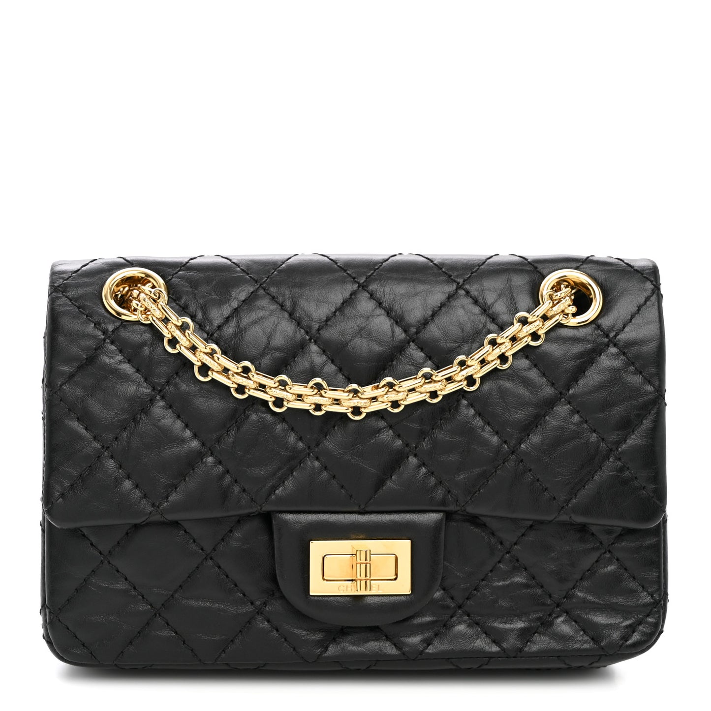 Aged Calfskin Quilted 2.55 Reissue Mini Flap Black