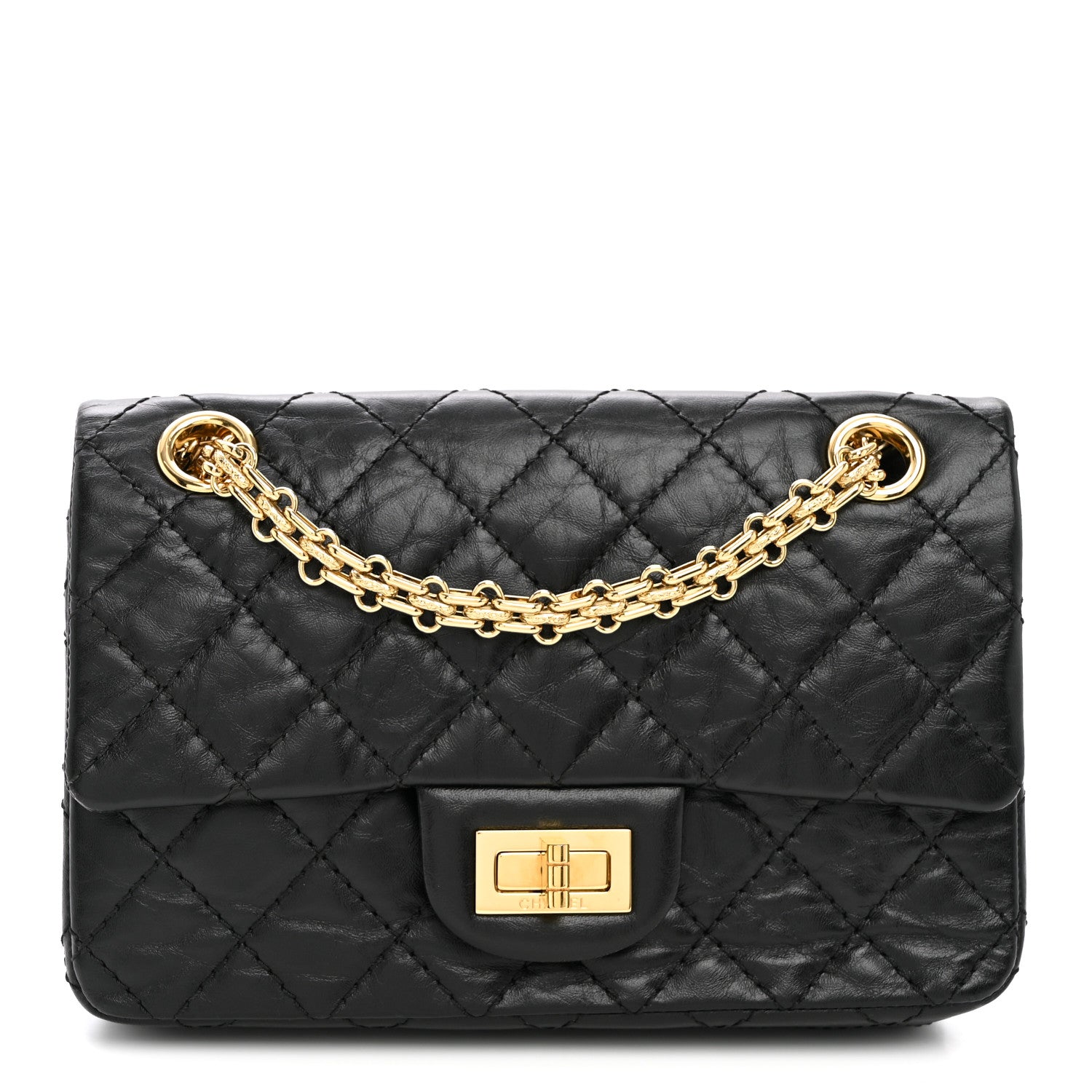 Chanel Aged Calfskin Quilted 2.55 Reissue Mini Flap Black 1 of 10