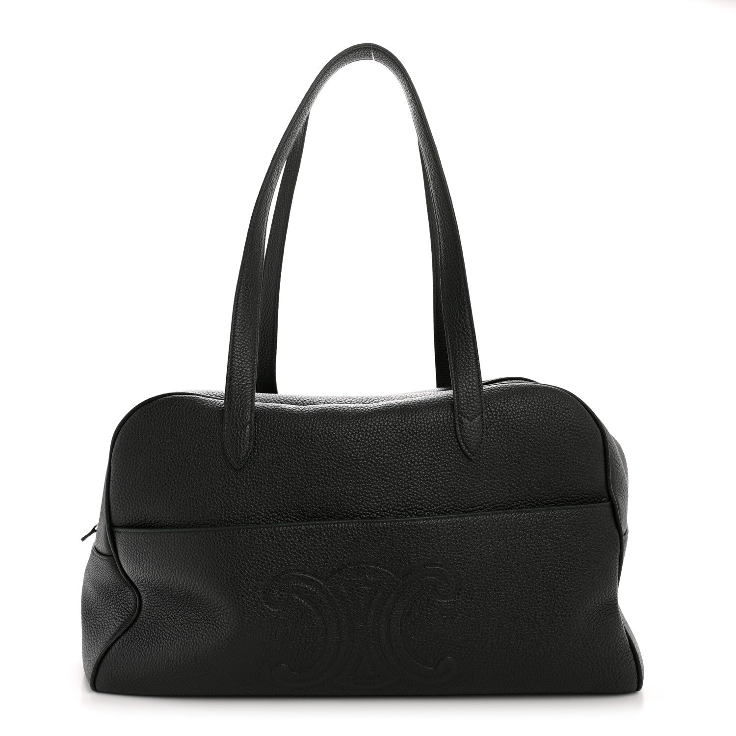 Celine Grained Calfskin Duffle Bag Night Green 1 of 11