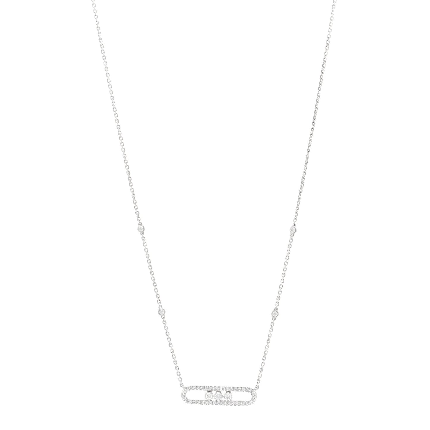 18K White Gold Diamond Baby Move Pave Necklace