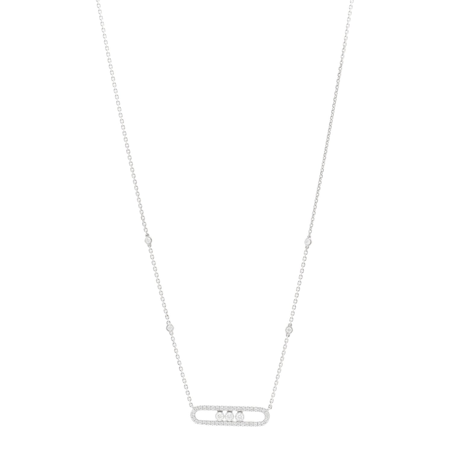 Messika 18K White Gold Diamond Baby Move Pave Necklace 1 of 5