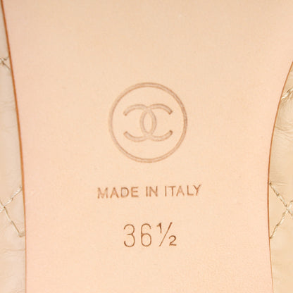 Chanel Calfskin Quilted CC Ballerina Flats 36.5 Beige 6 of 8