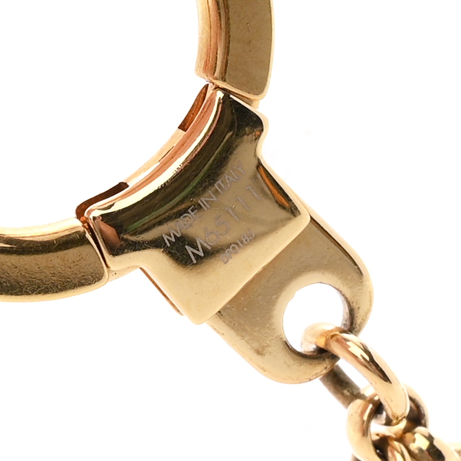 Louis Vuitton Brass Enamel Fleur De Monogram Bag Charm Chain Gold 3 of 4