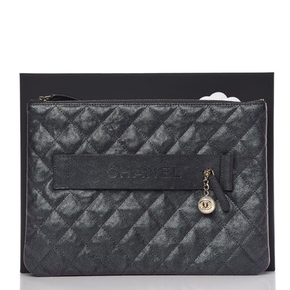 Chanel Iridescent Caviar Medium Night by the C Pouch Clutch Black 9 of 9