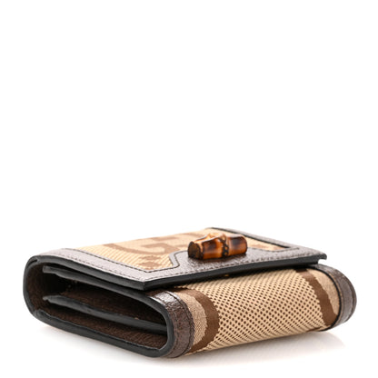Gucci Monogram Jumbo GG Textured Dollar Calfskin Diana Compact Wallet Camel Ebony New Acero 4 of 11