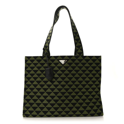 Prada Jacquard Saffiano Triangolo Symbole Embroidered Shopping Tote Black Edera 1 of 8