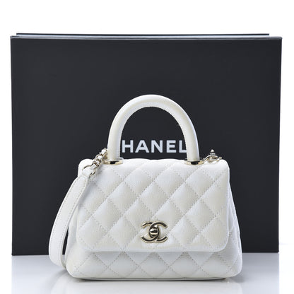 Chanel Iridescent Caviar Quilted Extra Mini Coco Handle Flap Ivory 11 of 11