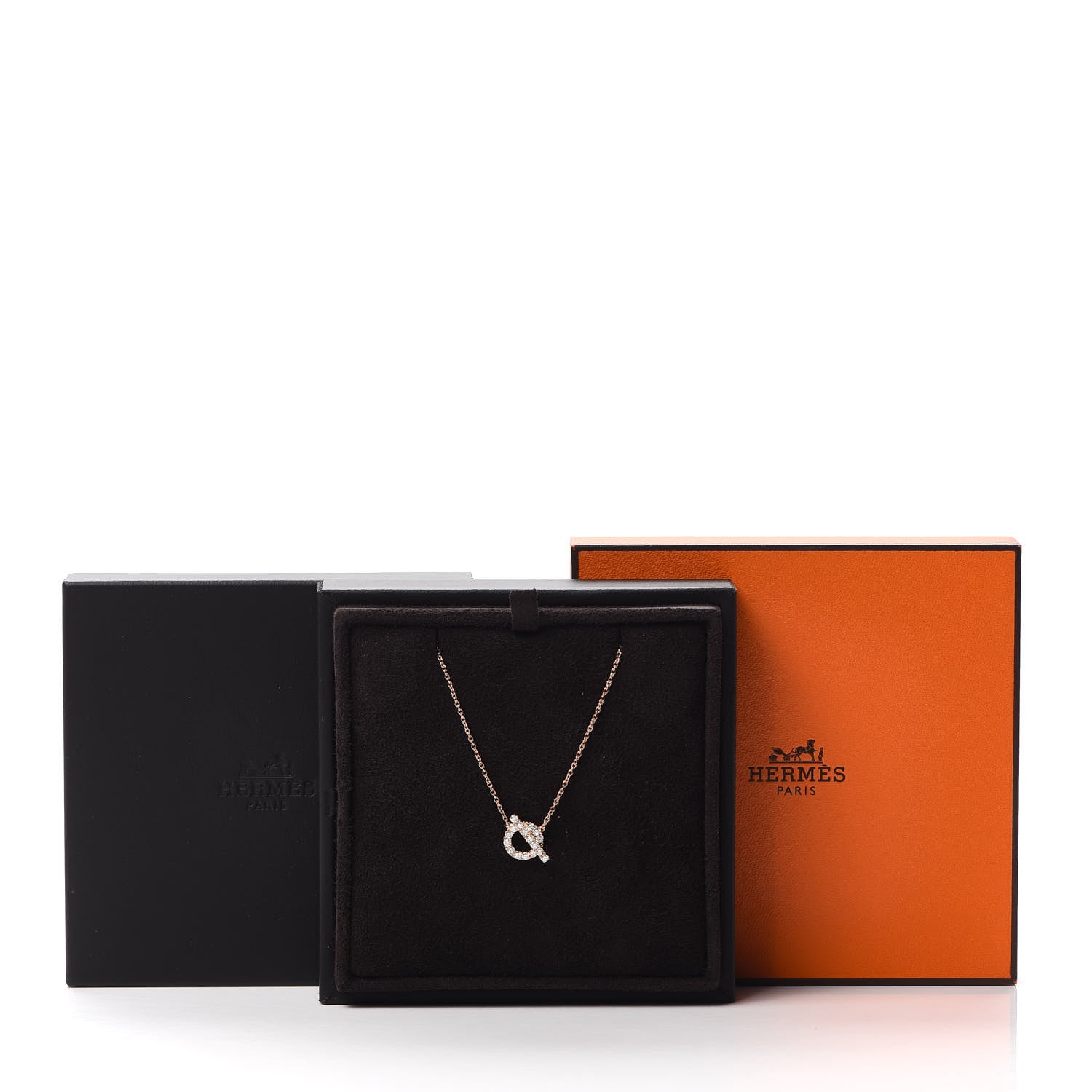 Hermes 18K Rose Gold Diamond Finesse Pendant Necklace 6 of 6