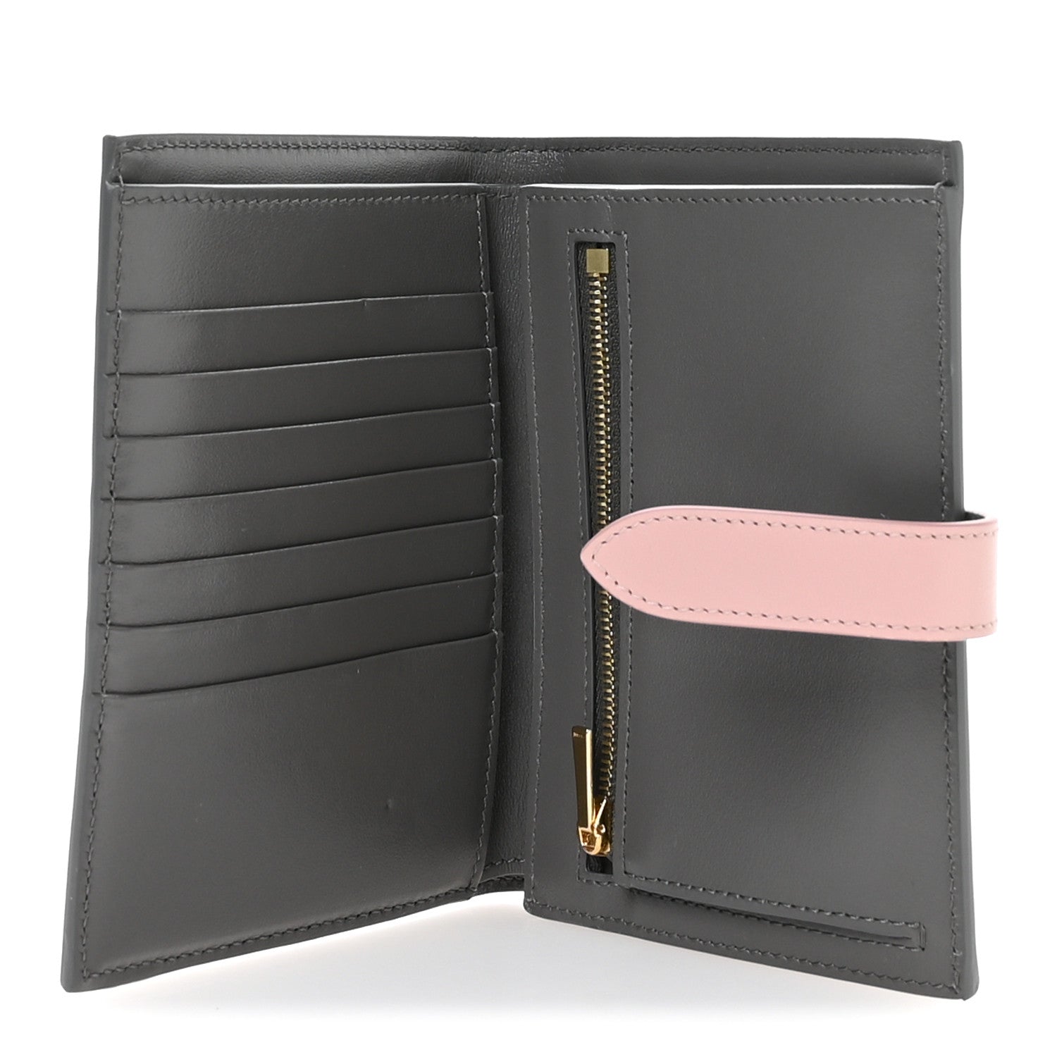 Celine Grained Calfskin Medium Multifunction Strap Wallet Grey Vintage Pink 5 of 10