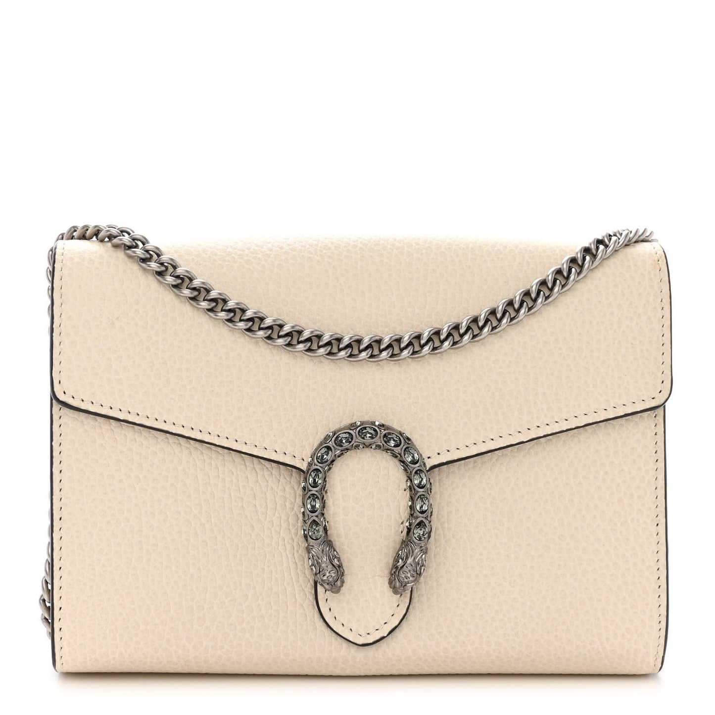 Dollar Calfskin Mini Dionysus Chain Wallet Mystic White
