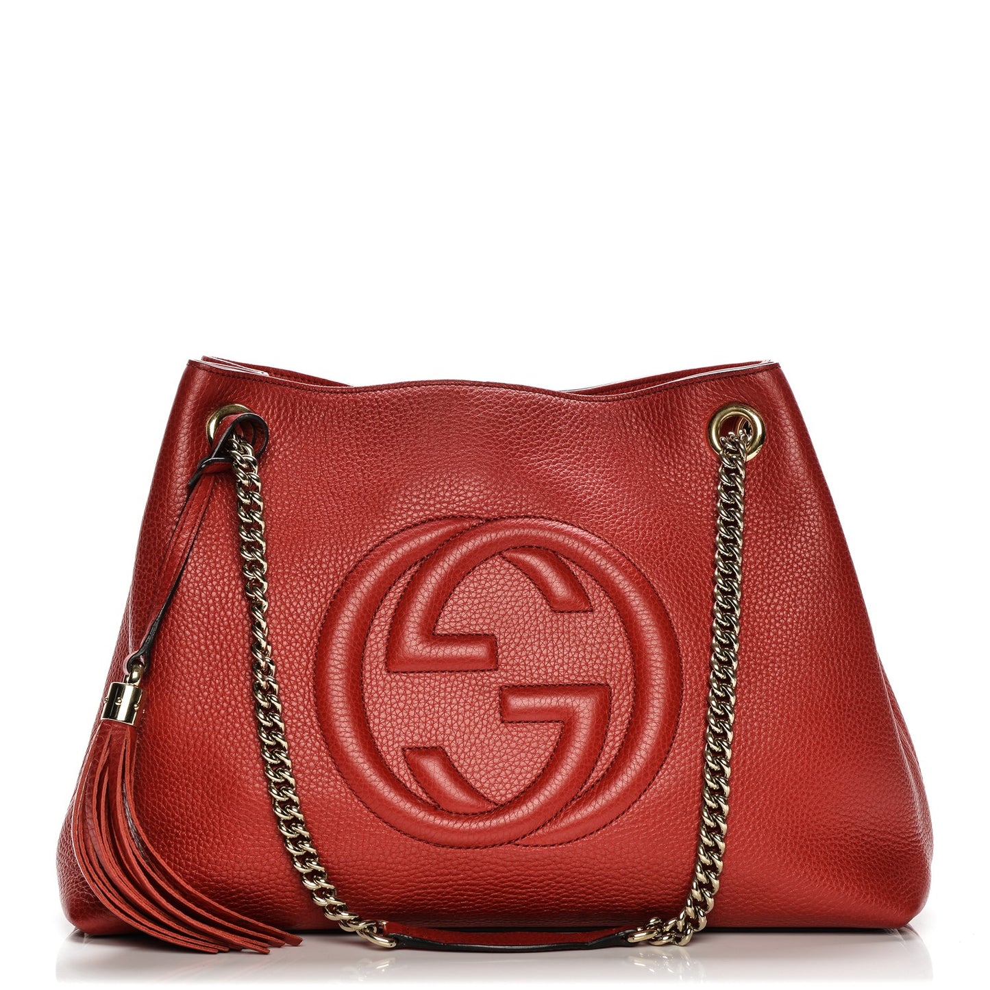Pebbled Calfskin Medium Soho Chain Shoulder Bag Tabasco Red