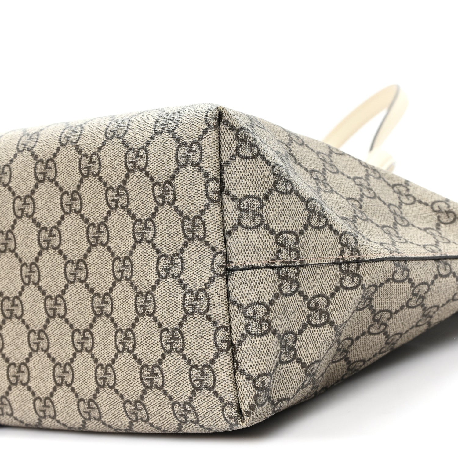 Gucci GG Supreme Monogram Textured Dollar Calfskin Web Medium Ophidia Shopping Tote Beige Ebony Mystic White 9 of 9