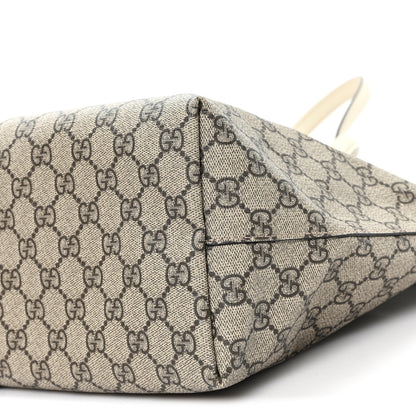 Gucci GG Supreme Monogram Textured Dollar Calfskin Web Medium Ophidia Shopping Tote Beige Ebony Mystic White 9 of 9