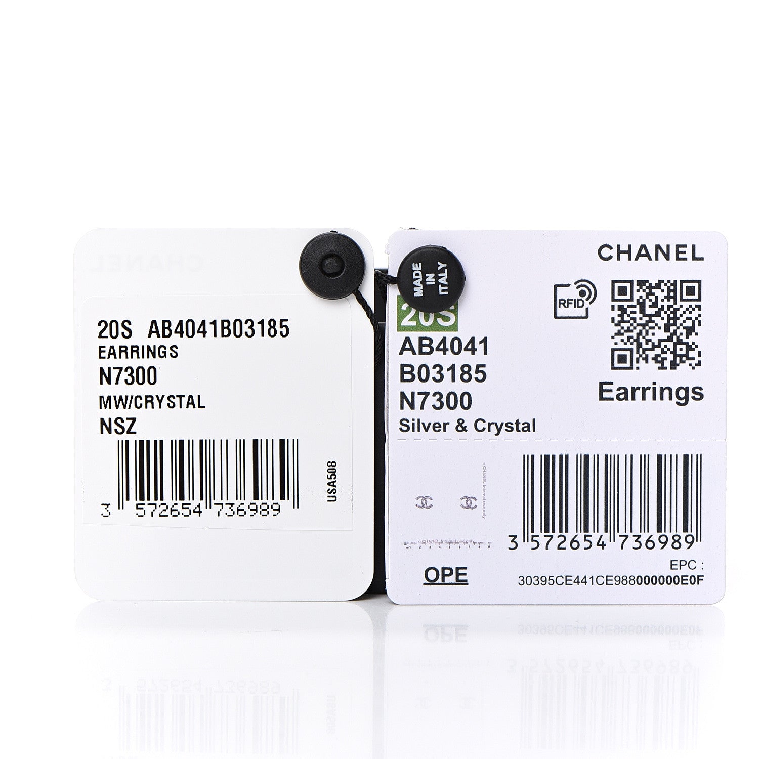 Chanel Crystal CC Earrings Silver 5 of 6