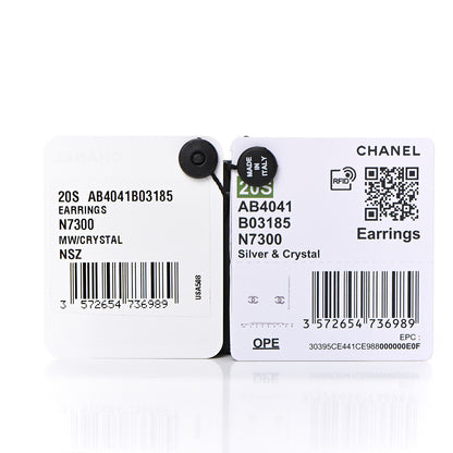 Chanel Crystal CC Earrings Silver 5 of 6