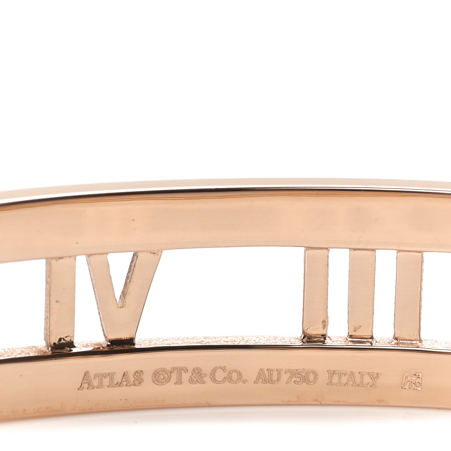 Tiffany 18K Rose Gold Diamond Atlas Open Hinged Bangle Bracelet 3 of 4
