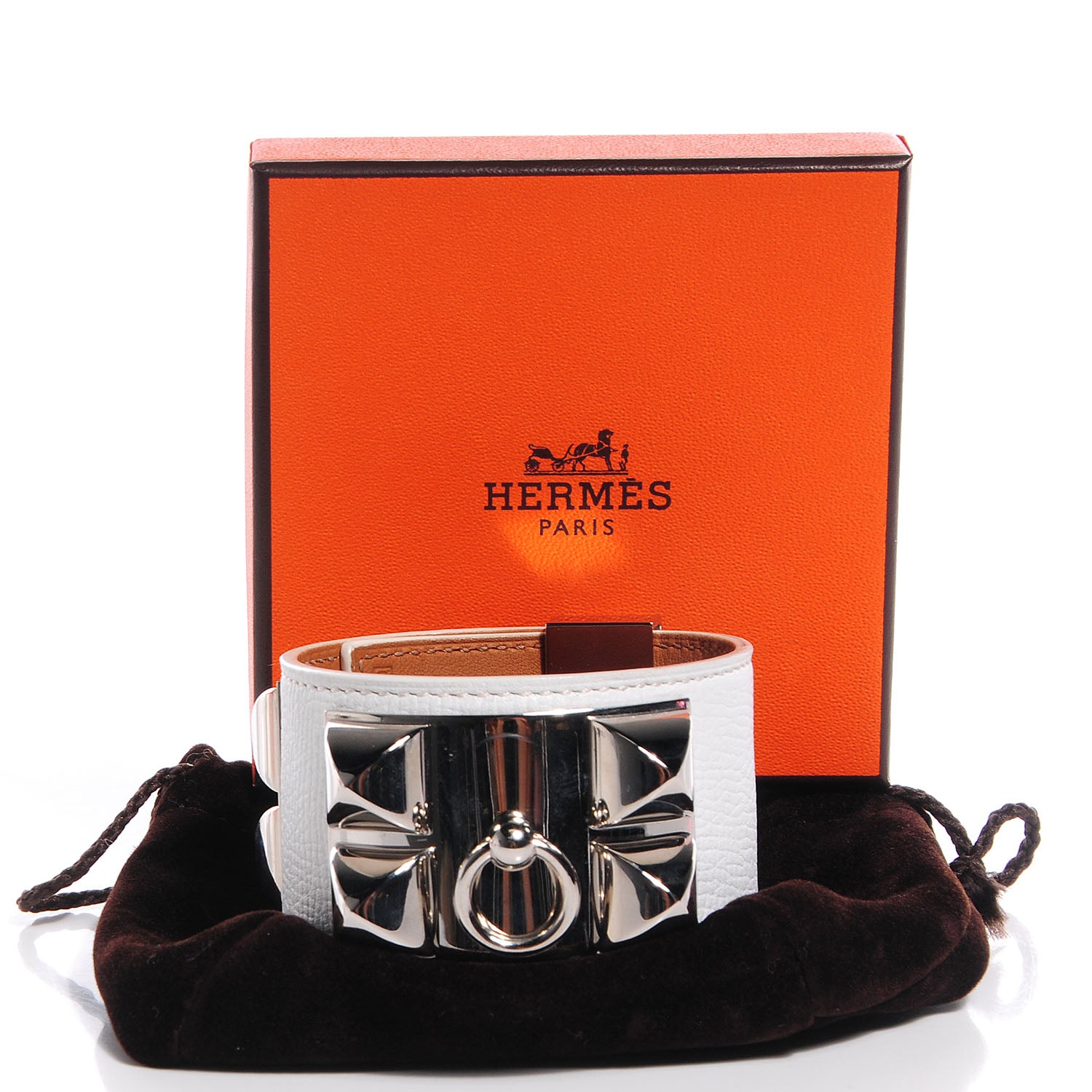 Hermes Epsom Collier de Chien CDC Bracelet White Small 3 of 6