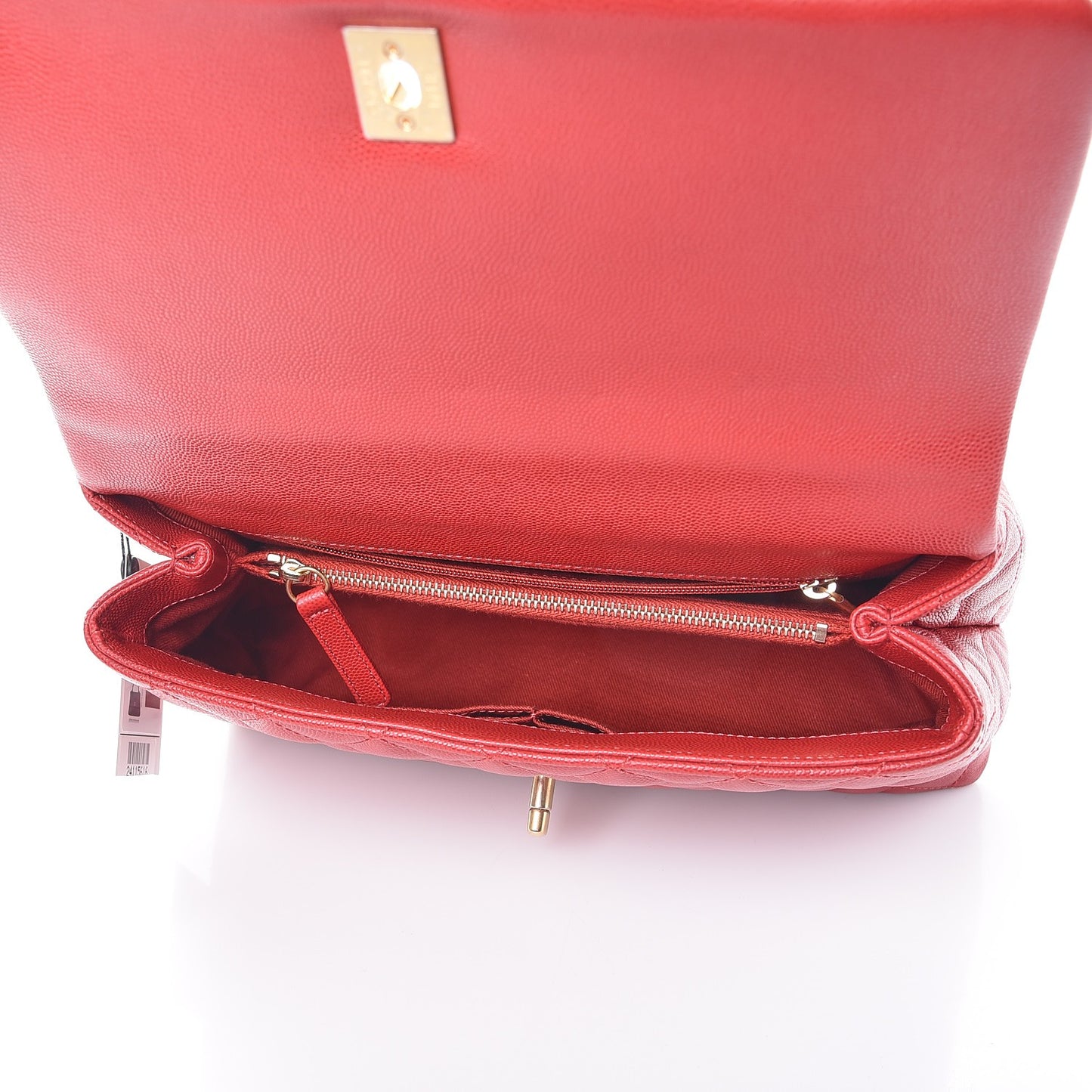 Caviar Quilted Small Coco Handle Flap Red