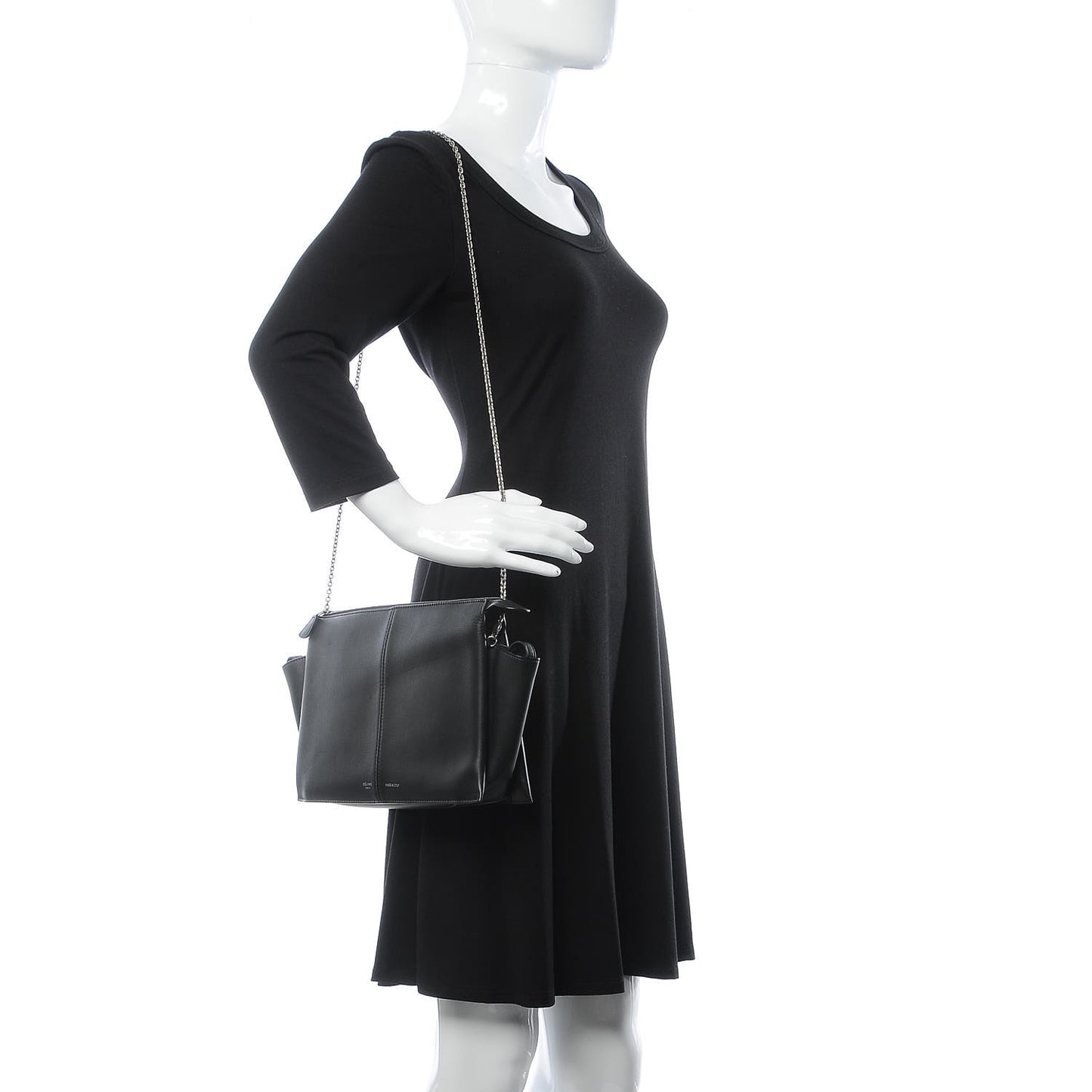 Supple Natural Calfskin Tri-Fold Clutch Black