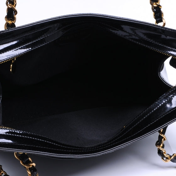 Patent CC Shoulder Bag Black