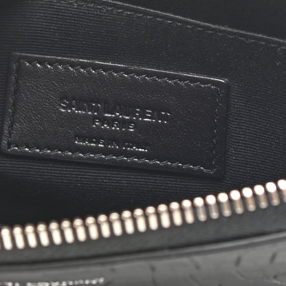 Saint Laurent Calfskin Crocodile Embossed Zip Mini Tablet Sleeve Black 6 of 8