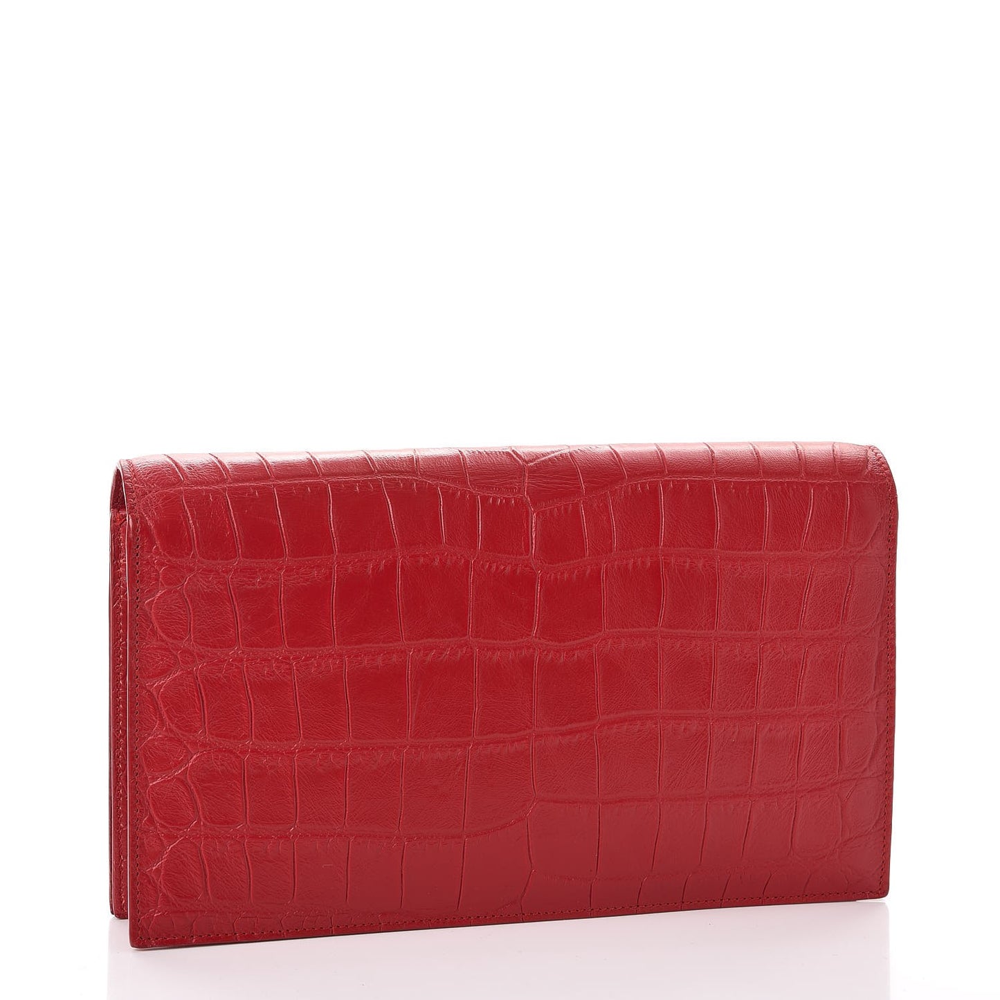 Calfskin Crocodile Embossed Classic Kate Monogram Clutch Red