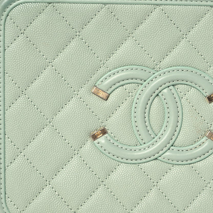 Chanel Caviar Quilted Medium CC Filigree Vanity Case Mint 10 of 15