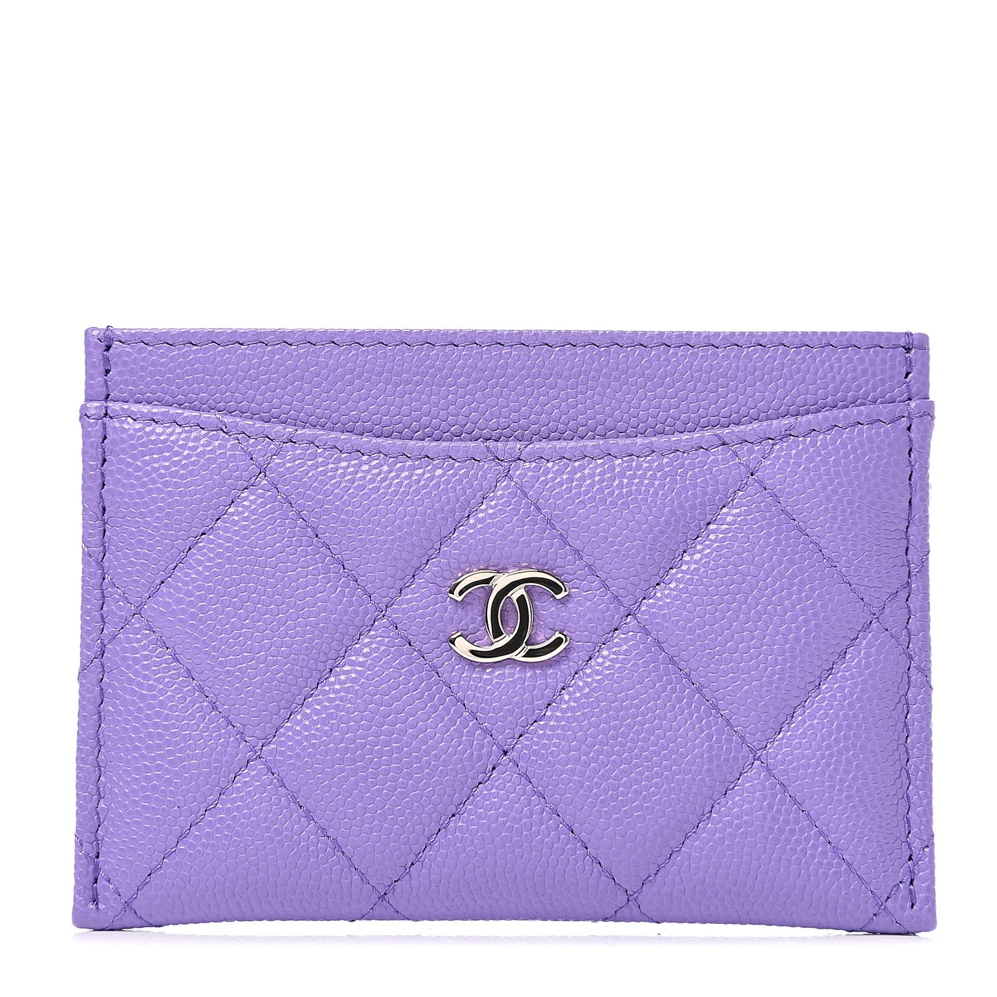 Caviar Quilted Card Holder Purple