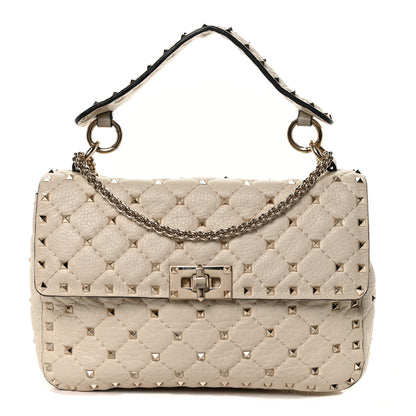 Valentino Garavani Grained Calfskin Medium Rockstud Spike Shoulder Bag Light Ivory 1 of 8