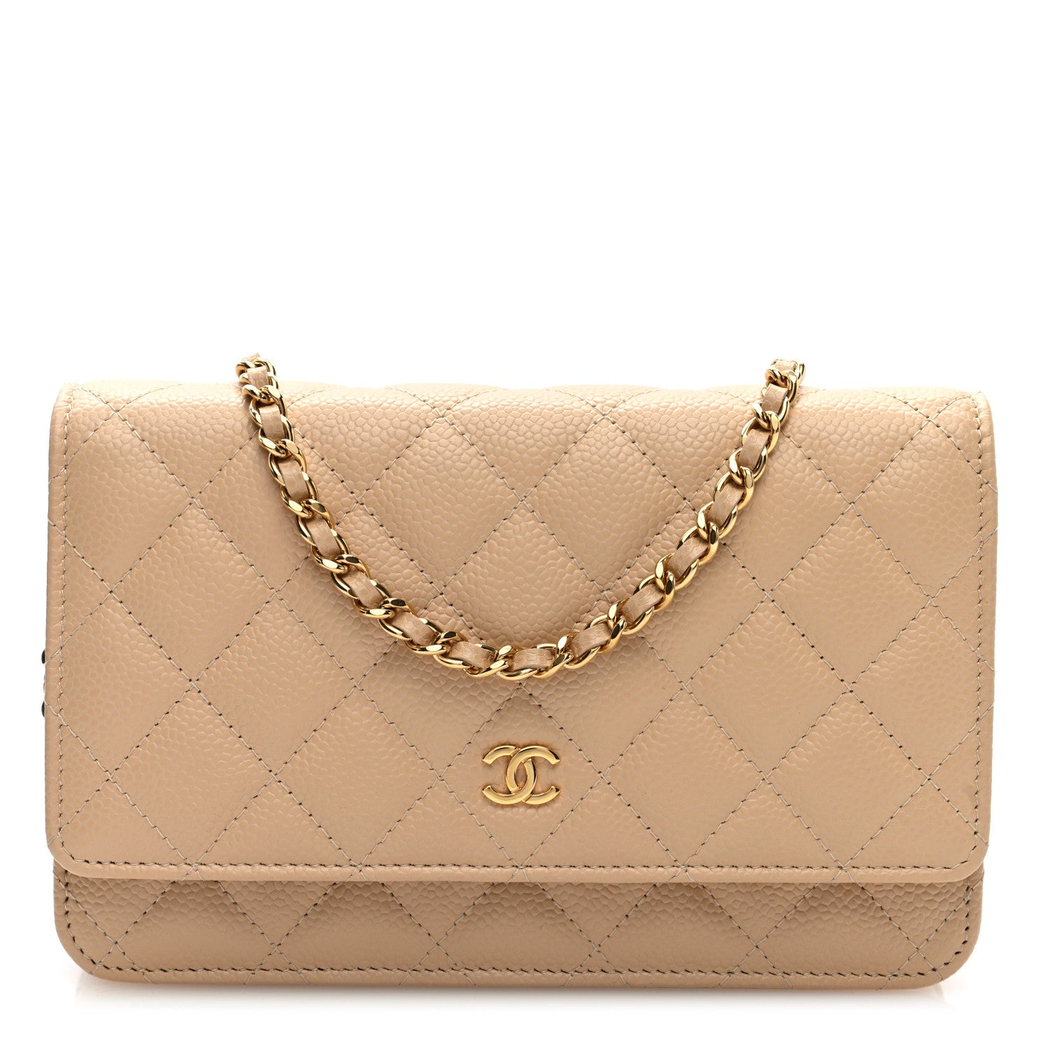 Chanel Caviar Quilted Wallet on Chain WOC Beige 1 of 11