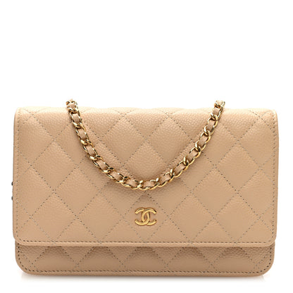 Chanel Caviar Quilted Wallet on Chain WOC Beige 1 of 11