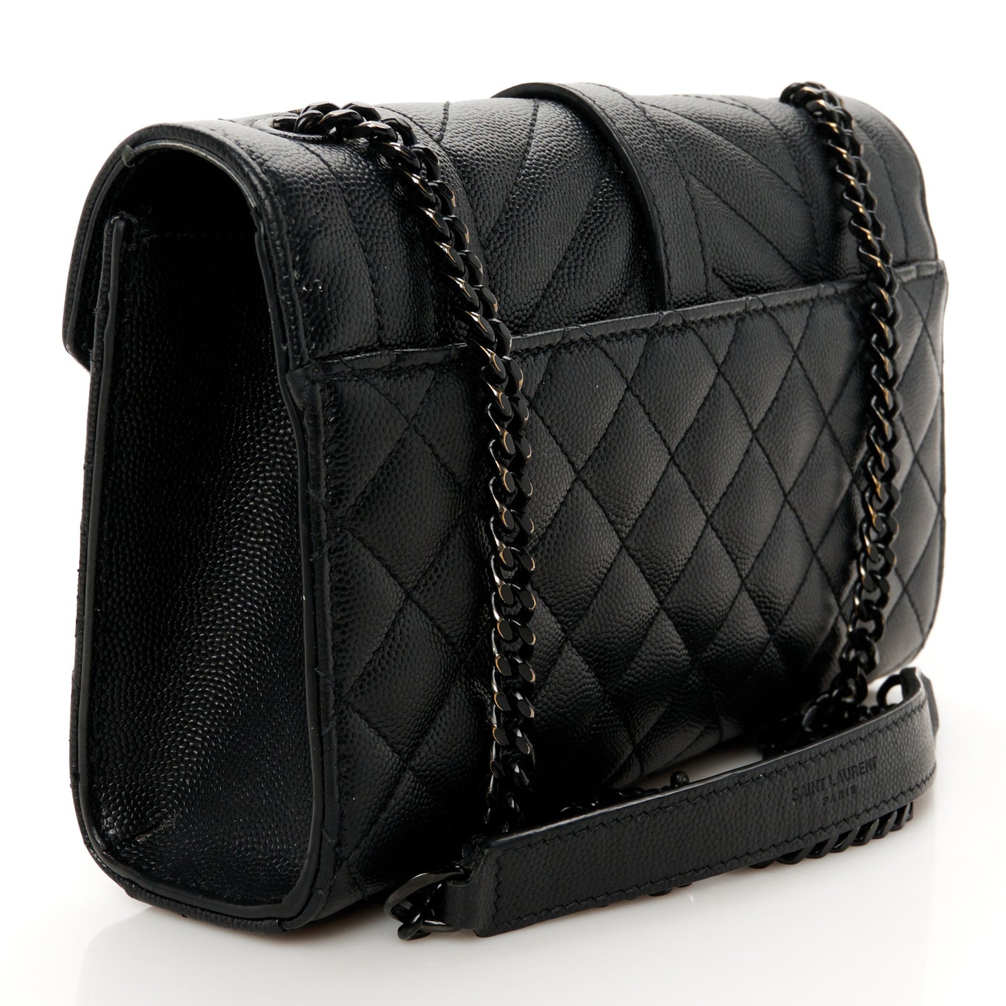 Grain De Poudre Textured Mixed Matelasse Triquilt Small Monogram Monochrome Satchel Black