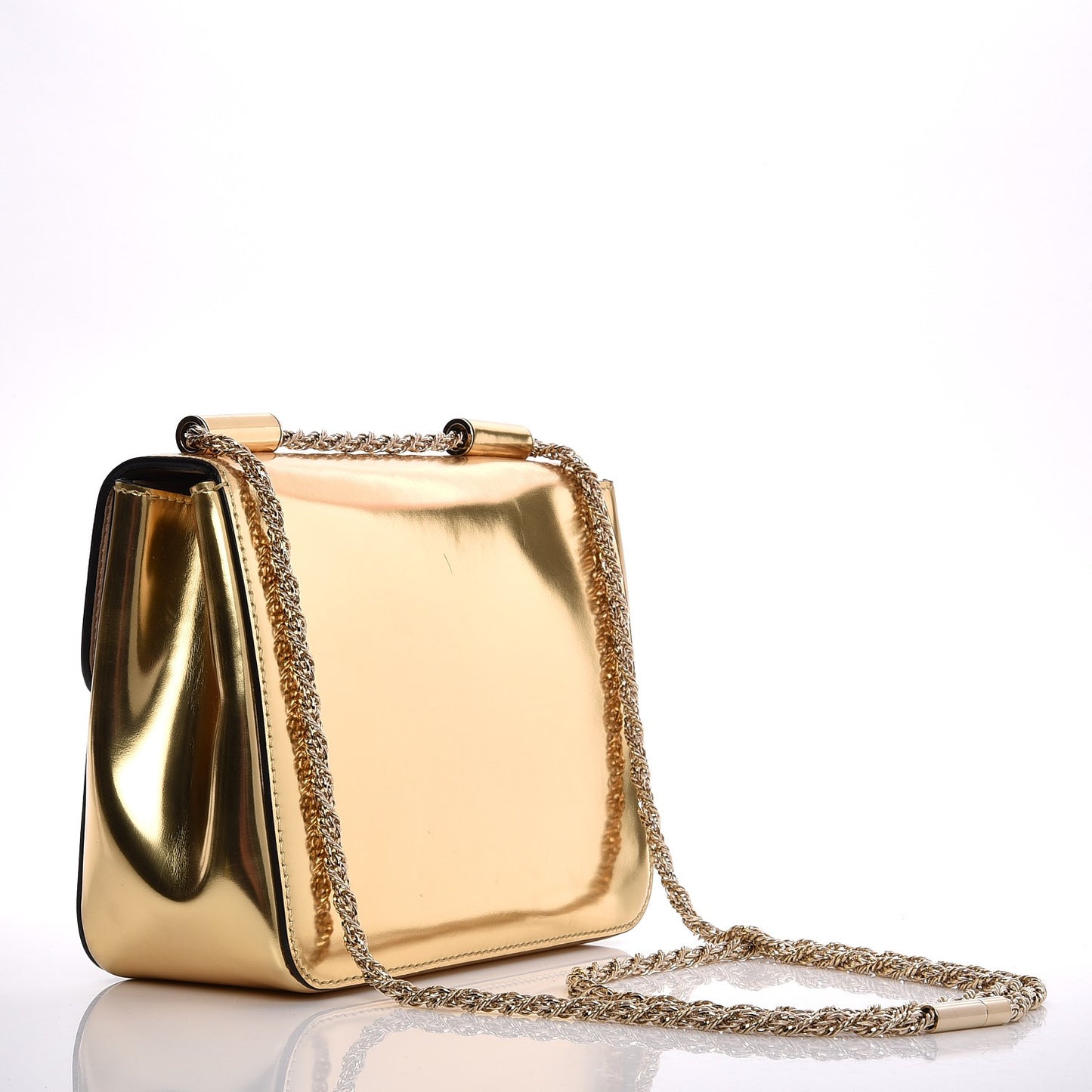 Metallic Calfskin Small Elsie Shoulder Bag Gold