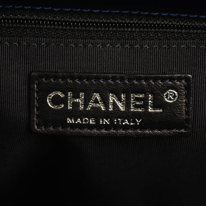 Chanel Patent Quilted Grand Shopping Tote GST Navy Blue 6 of 8